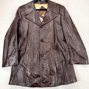 Vintage Grais Angel Skin Cabretta Leather Jacket Mens 42 Brown 70's Rear Vent